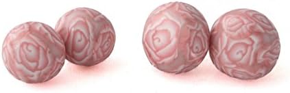 Pink Rose Stud Earring Set for Women, Silver Plate Flwer Jewelry Gifts for Her
