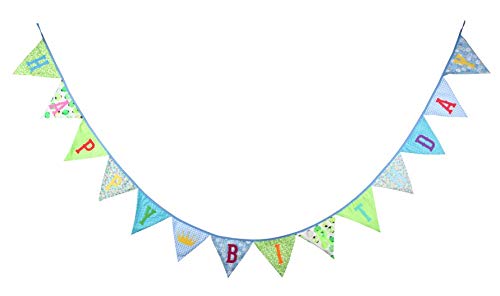 Multi Coloured Happy Birthday Fabric Bunting for Birthday Party (HB-Blue-1)