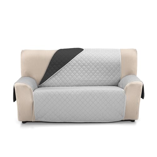Martina Home Quilted Sofa Cover Reversible Amber 2 Seater Grey Black