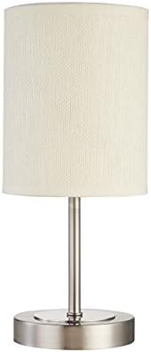 Table Lamp, DILI HOME Sand Nickel Mini Basic Table Lamp with Paper Fabric Shade and Stylish Metal Base Soft Light Lamps for Gifts, Office, Living Room.