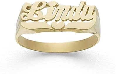 Amazon Com Silver N Style Lee103z Personalized Gold 7 5mm Size Delicate Script Letter Heart Tail Name Ring Jewelry
