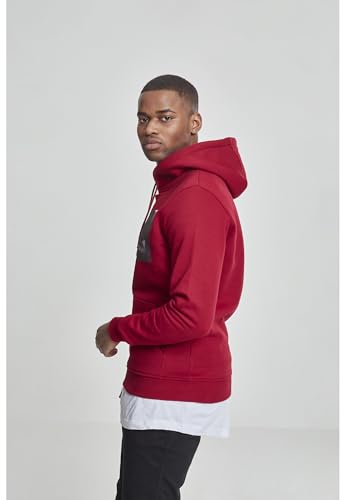Felpa con Cappuccio da Uomo, Felpa Uomo con Tasca a Canguro, Felpa Felpata a Manica Lunga con Stampa, Pullover in Pile di Cotone Senza Zip, Colore: ruby, Taglia: M