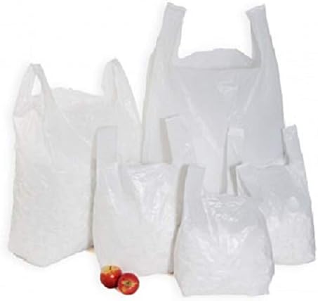 Sabco 100x Strong White Vest Carrier Bags 100% Recyclable 18" HDPE