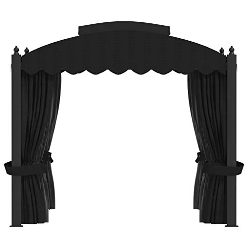 Gartenpavillon, Pavillon mit Vorhängen für Abendessen, Grillabende, Familienfeiern, 3 x 4 m, Schwarz – Bild 3
