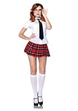 Leg Avenue Private School Sweetie Shirt Pleated Skirt Neck Piece Faux Frame