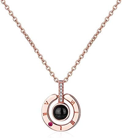 rungoi Women Jewelry Rome Number Rhinestone Pendant Projection Necklace Gift Pendant Necklaces