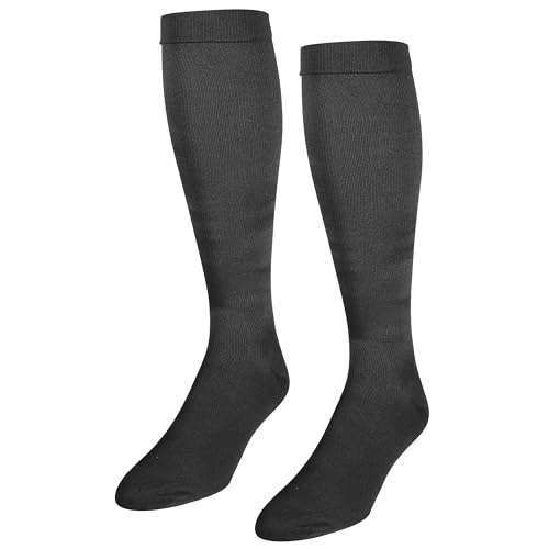 NuVein Men's Compression Socks, 15-20 mmHg Support, Dress Trouser Style, Over Calf Knee High, Charcoal, Large