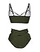 FeelinGirl Women's Sexy Criss Cross High Waist Bandage 2PCS Bikini Set Swimsuit,Atrovirens,M(US8-10)