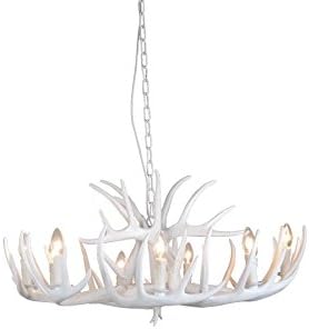 EFFORTINC Resin Antler Chandeliers 9 Light 35.4" Diameter X 16.5" Tall with 4 Feet Matching Chain(Bulbs Not Included)