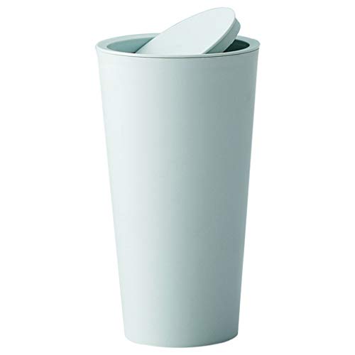 Small Trash Can,SIN+MON New Trumpet Desktops Mini Plastic Creative Wastebasket with Swingable Cover Trash Bin Kitchen Living Room Trash Can (Green)