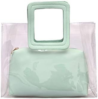 Women Transparent Bags Wild Cute Bags Candy Color Handbags Clear Purse Waterproof Bags (Green)