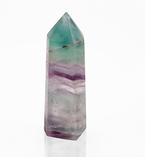 MEITS Natural Fluorite Healing Crystal Quartz Point 6 Faceted Prism Wand Carved Reiki Chakra Meditation Therapy Figurine stones (1PC/Box)