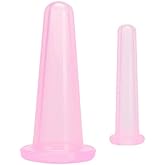 Zenarao 4 Pieces Facial Cupping Therapy Set Anti Cellulite, Silicone Vacuum Cupping Cups for Face and Eye Cupping Massage Manual Back Massagers (2 Small + 2 Large) (Pink 2PCS)