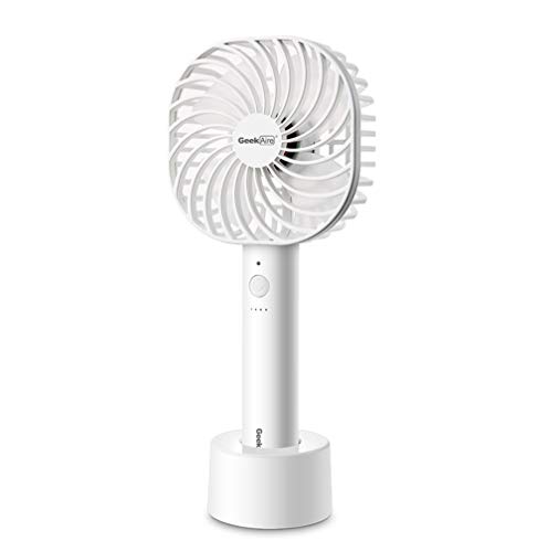 Geek Aire Personal Handheld Mini Fan 5 Speed Settings USB Rechargeable Battery Operated Fan Cordless Electric Fan Portable Cooling Desktop Fan for Home Office Household Travel Outdoor (White)