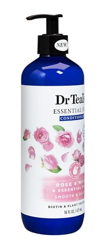 DR TEAL’S ROSE AND MILK ESSENTIAL OIL CONDITIONER WITH BIOTIN AND PLANT PROTEINS, 16 FL OZ (473 ML)