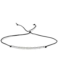 Fuck Off Morse Code Pulsera de cuentas de plata de ley en cuerda de seda pulsera de la amistad regalo para ella