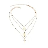 Loweryeah Gold Necklace Decorated Madonna Crucifix (Gold)