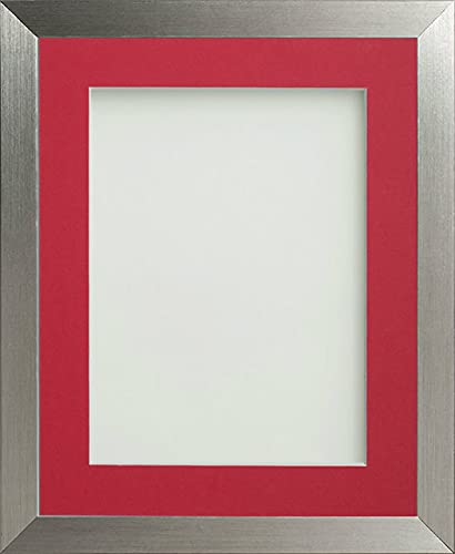 Frame Company Simpson Range Silver 12x10 inch Frame With Red Mount for 10x8 inch *Choice of Sizes* Fitted with Real Glass — image 1