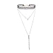 VK Accessories 3 Sets Multilayered Lace Chokers Necklace Gold Bar and Love Crystal Pedant Velvet Chokers
