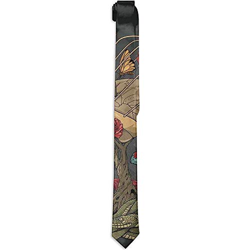 312nzynPtpL WILHJGH Corbata floral estampada para hombres, esqueleto mexicano de azúcar malvado con ilustraciones de serpiente y… WILHJGH Corbata floral estampada para hombres, esqueleto mexicano de azúcar malvado con ilustraciones de serpiente y…