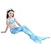 GALLDEALS 3pcs Swimmable Mermaid Tail Kids Girls Princess Bikini Set Swimsuit Swimwear, 3-12Years