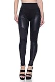 J2 LOVE Women's Faux Leather Inset Scuba Legging