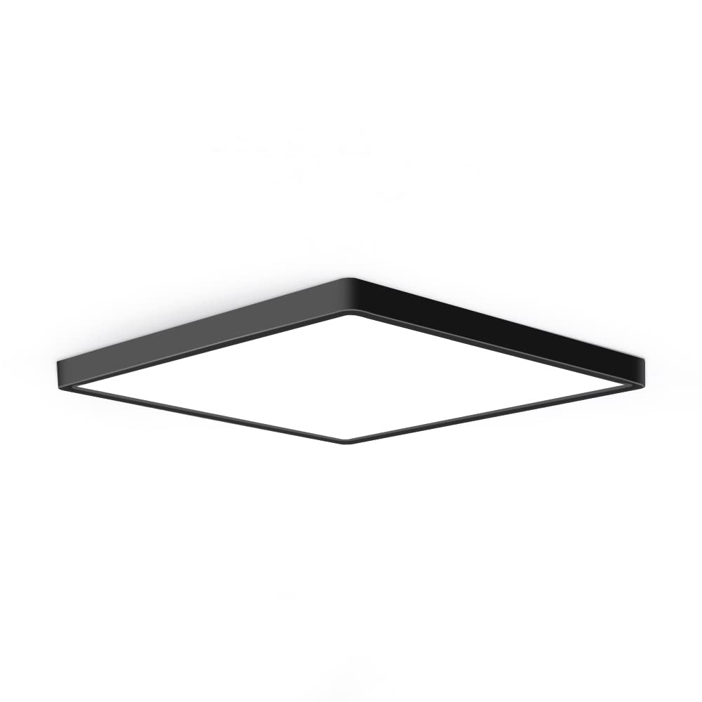 Photo 1 of 12inch 24W LED Flush Mount Ceiling Light, 4000K Square LED Ceiling Light, Black Flat Panel Lighting for Bedroom, Kitchen, Living Room