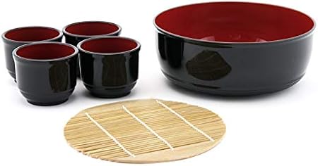 Japanese Zaru Soba Cold Noodles Bowl With Bamboo Drain Tray And Four Tsuyu Dipping Cup Set Made In Japan Amazon Co Uk Kitchen Home