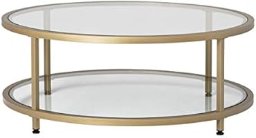 Amazon Com Studio Designs Home Camber 2 Tier Modern 38 Round Coffee Table In Gold Clear Glass Furniture Decor