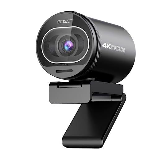 EMEET Webcam 4K para PC, webcam S600 com sensor Sony, 2 microfones de redução de ruído, FOV de 65° a 88°, foco automático TOF, capa de privacidade rotativa integrada, 1080p a 60FPS, ideal para
