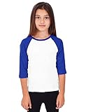 Kids 3/4 Raglan Sleeves T shirts Child Youth Slim Fit T-shirts HB (Medium (6-7 year), White / Royal Blue)