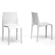 Baxton Studio Blanche Molded Plastic Modern Dining Chair, White, Set of 2