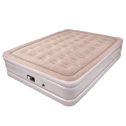 Mpow Air Mattress, Queen Inflatable Mattress, Elevated Raised Air Bed with Built-in Electric Pump, Queen Size Bed Height 19″, Max Capacity 600lbs (Beige)
