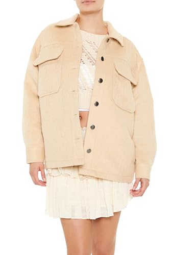 Forever 21 Women's Plus Size Faux Suede Shacket Tan Medium