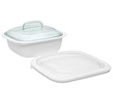 Corelle Bake, Serve, Store 1.5 Quart Lightweight Bakeware With Glass and Plastic Lids (3 Piece Casserole Bake Set)