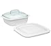 Corelle Bake, Serve, Store 1.5 Quart Lightweight Bakeware With Glass and Plastic Lids (3 Piece Casserole Bake Set)