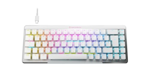 Turtle Beach Vulcan II Mini Air – Optisch-mechanische kabellose Gaming-Tastatur (65%), anpassbare RGB-Beleuchtung, abnehmbares Kabel, Smart Keys, Aluminiumplatte – Weiß