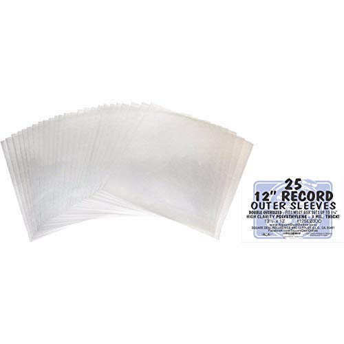 25 Double Oversize Plastic Outersleeves for 12" Vinyl Records - Fits Box Sets up to 1 1/4" Thick! #12SE03DO - High Clarity Plastic - Protect Against Dust! 3 Mil Thick