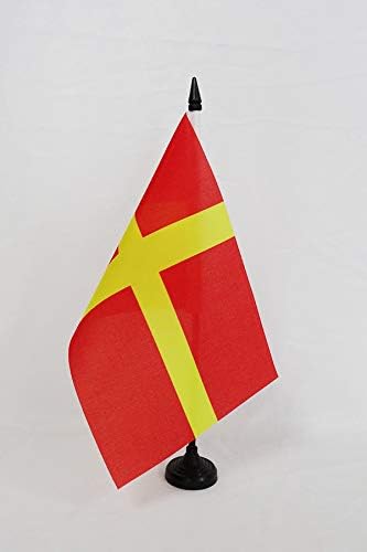 AZ FLAG Scania in Sweden Table Flag 5'' x 8'', de Skåne Office Decoration 100% Polyester 21 x 14 cm