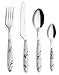 Exzact EX07-24 pcs Flatware Cutlery Set - Stainless Steel With Color Handles - 6 x Forks, 6 x Dinner Knives, 6 x Dinner Spoons, 6 x Teaspoons (Marble x 24)