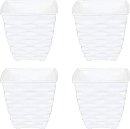 Antier Plastic Indoor Planter/Table top Planter/Plant Container/Flower Pot (4.2-inch, White, Pack of 4) Plant Container