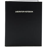 BookFactory Black Laboratory Notebook - 96 Pages (.25" Grid Format), 8 7/8" x 11 1/4", Black Cover, Smyth Sewn Hardbound (EPR