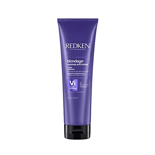 Redken Blondage Express Anti-Brass Mask For Blonde & Highlighted Hair – Ultra-Pigmented Purple Mask For Blonde Hair