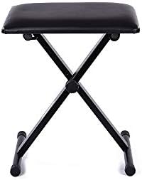 WorldOfMusic Professional Piano Stool Keyboard Bench with Adjustable Height - Foldable Padded Chair Seat Cushion Strong X-Style Anti-Slip Rubber Feet - For Adults and Children Kids Home Performance