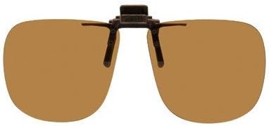 Polarized Bronze Metal Clip On Flip Up Brown Sunglass Lenses, Large Square, 60mm Wide X 54mm High, 136mm Wide with Bridge by Opsales