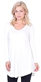 Popana Women's Tunic Tops For Leggings - Long Sleeve Vneck Shirt - Regular and Plus Size - Made In USA Large Pearl