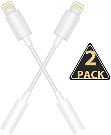 [2 Pack] Headphone Adapter to 3.5mm earbuds Jack Adapter Earphone for iPhone 7 and 7 Plus Lightning Connection Converter - White