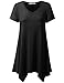 URBANCLEO Womens Short Sleeve V-Neck Tunic Top Long T-Shirt Black 3XLARGE
