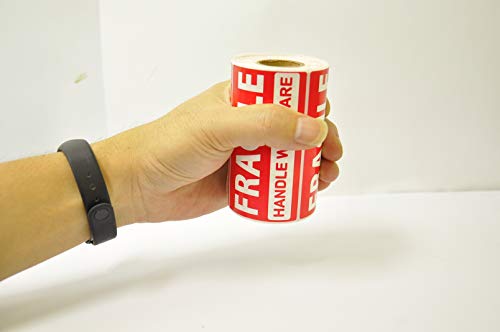 Fragile Stickers Handle with Care - 2 Rolls 500 Labels in Total - 3.5 x 2 inches - Warning Sticker Tags for Shipping, Moving Boxes, Luggage, Glass, Suitcases - Tag Label (Fragile 2 Pack)