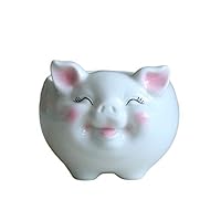 YOURNELO Creative Ceramic Cute Pig Plant Flower Pot Succulent Planters Vase (White)